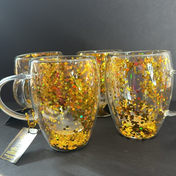 Gold Giltter 4 Piece Mug Set - Picture 4 of 16